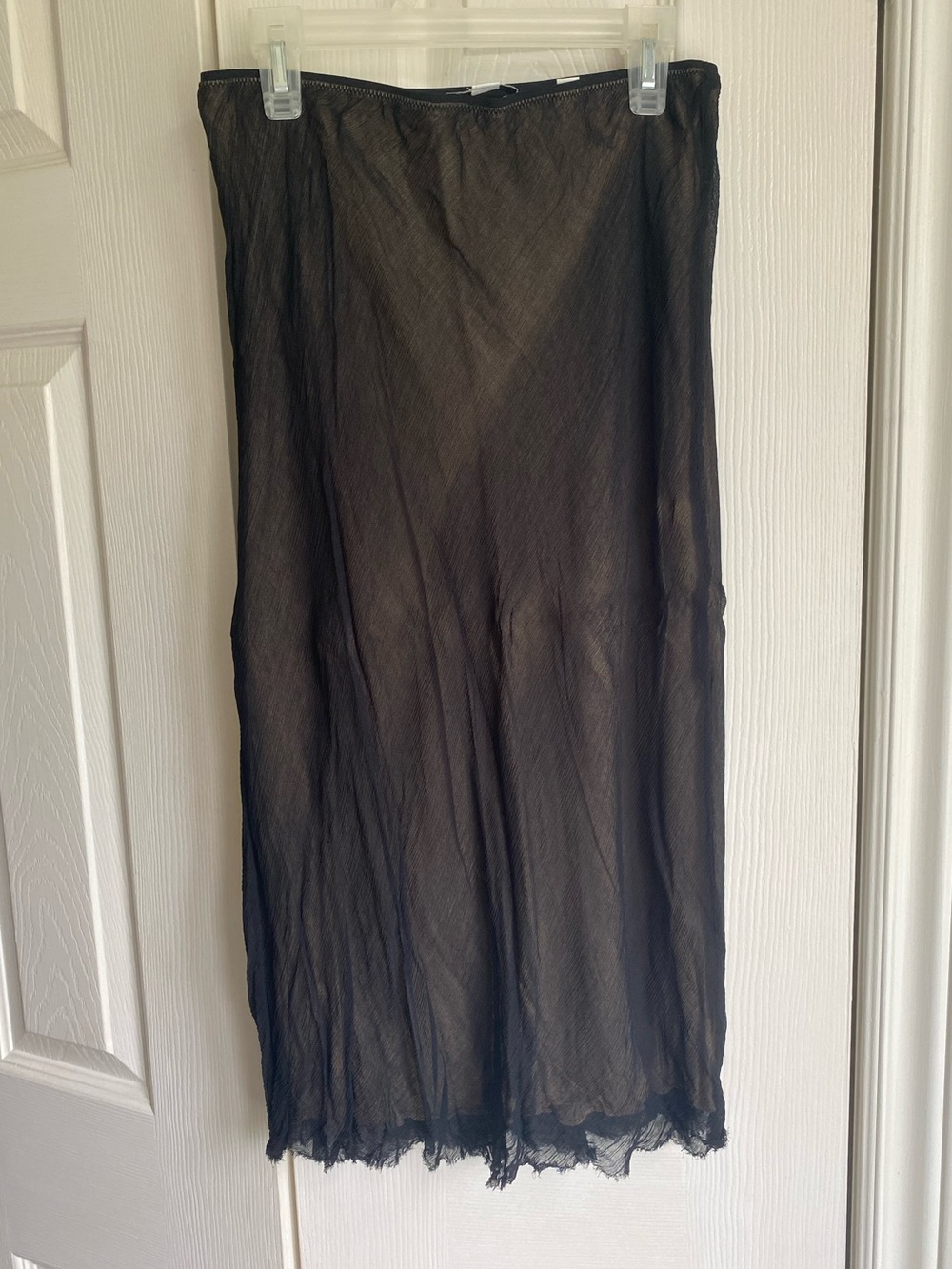 Vince Black Sheer Lined Raw hem MIDI Skirt